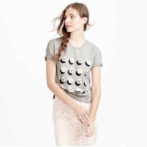 J. Crew Embellished Shadow Dot T-Shirt - Picture 1 of 8